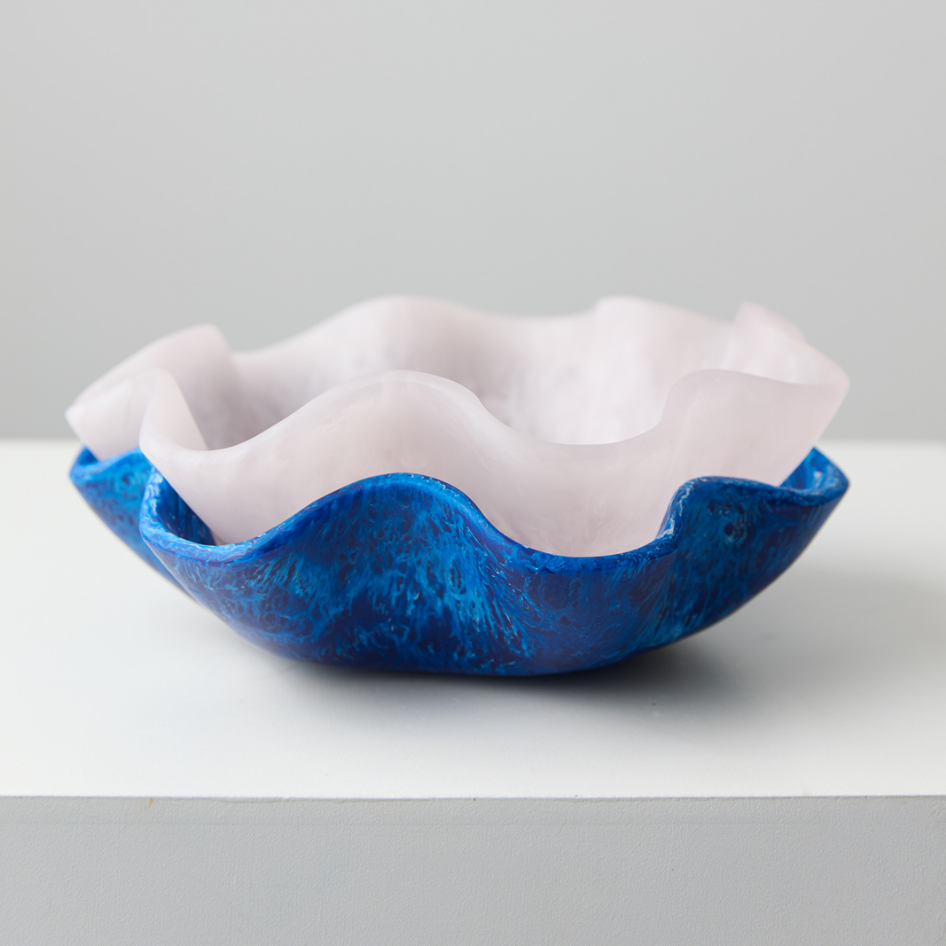 Resin Salad Bowl Flower Blue