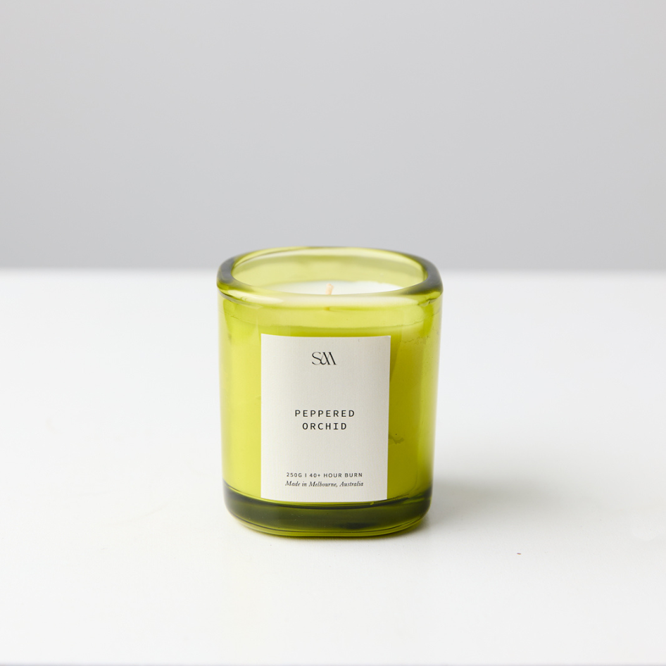 Peppered Orchid Signature Scented Candle (Light Green)
