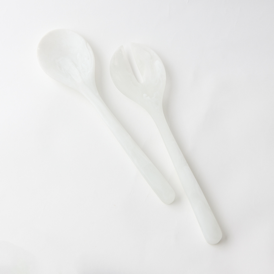 Resin Salad Server Set White