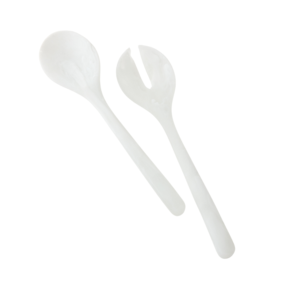 Resin Salad Server Set White