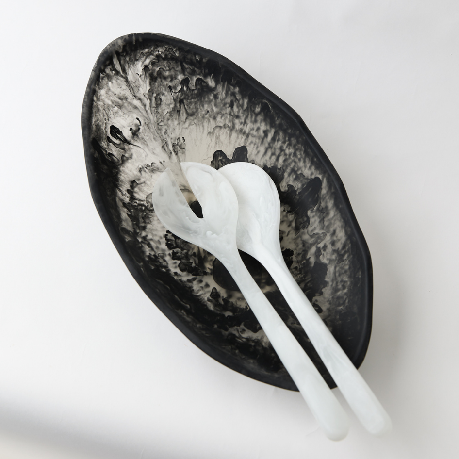 Resin Salad Server Set White