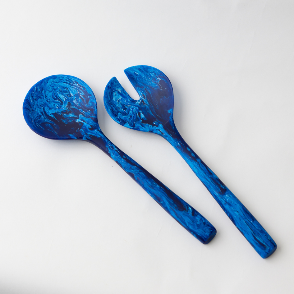 Resin Salad Server Set Blue