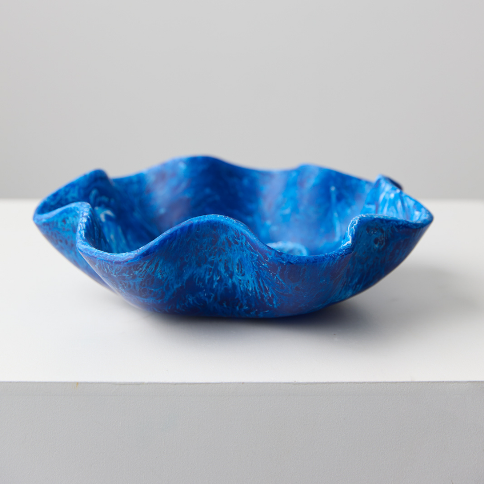 Resin Salad Bowl Flower Blue