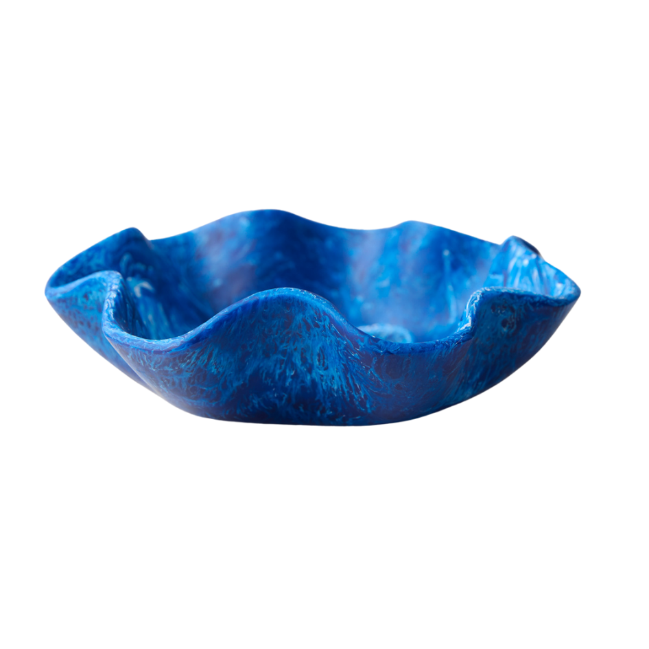 Resin Salad Bowl Flower Blue