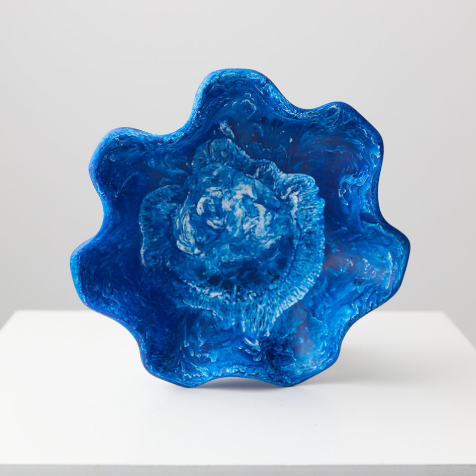 Resin Salad Bowl Flower Blue