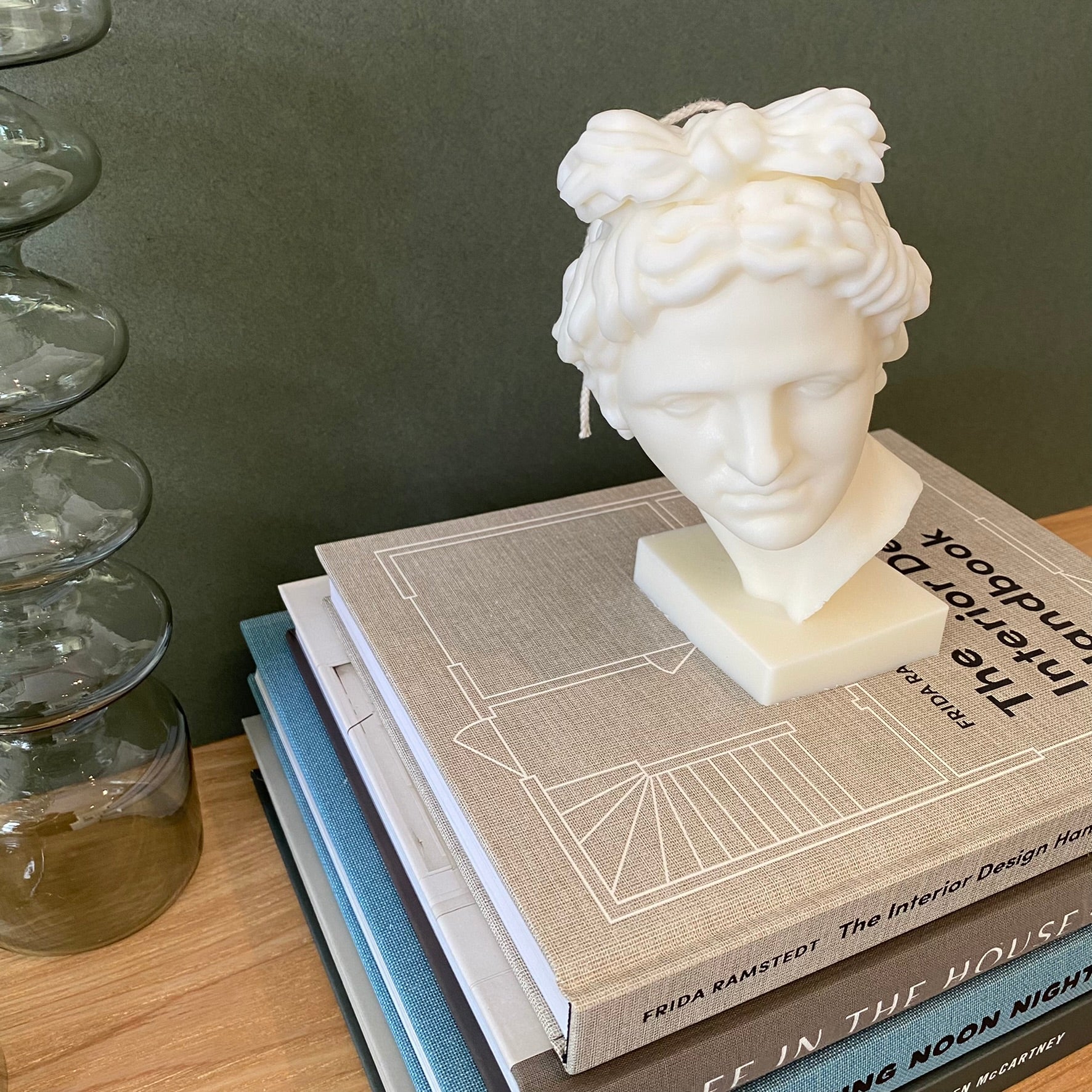 Apollo Bust Sculptural White Soy Wax Candle