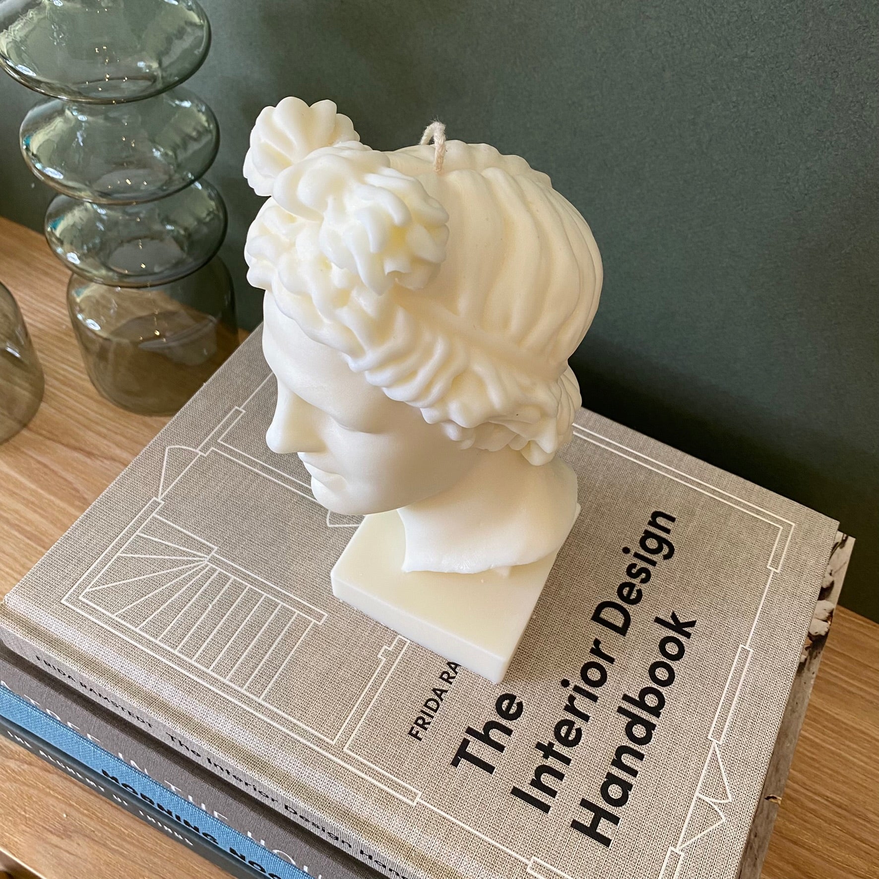 Apollo Bust Sculptural White Soy Wax Candle