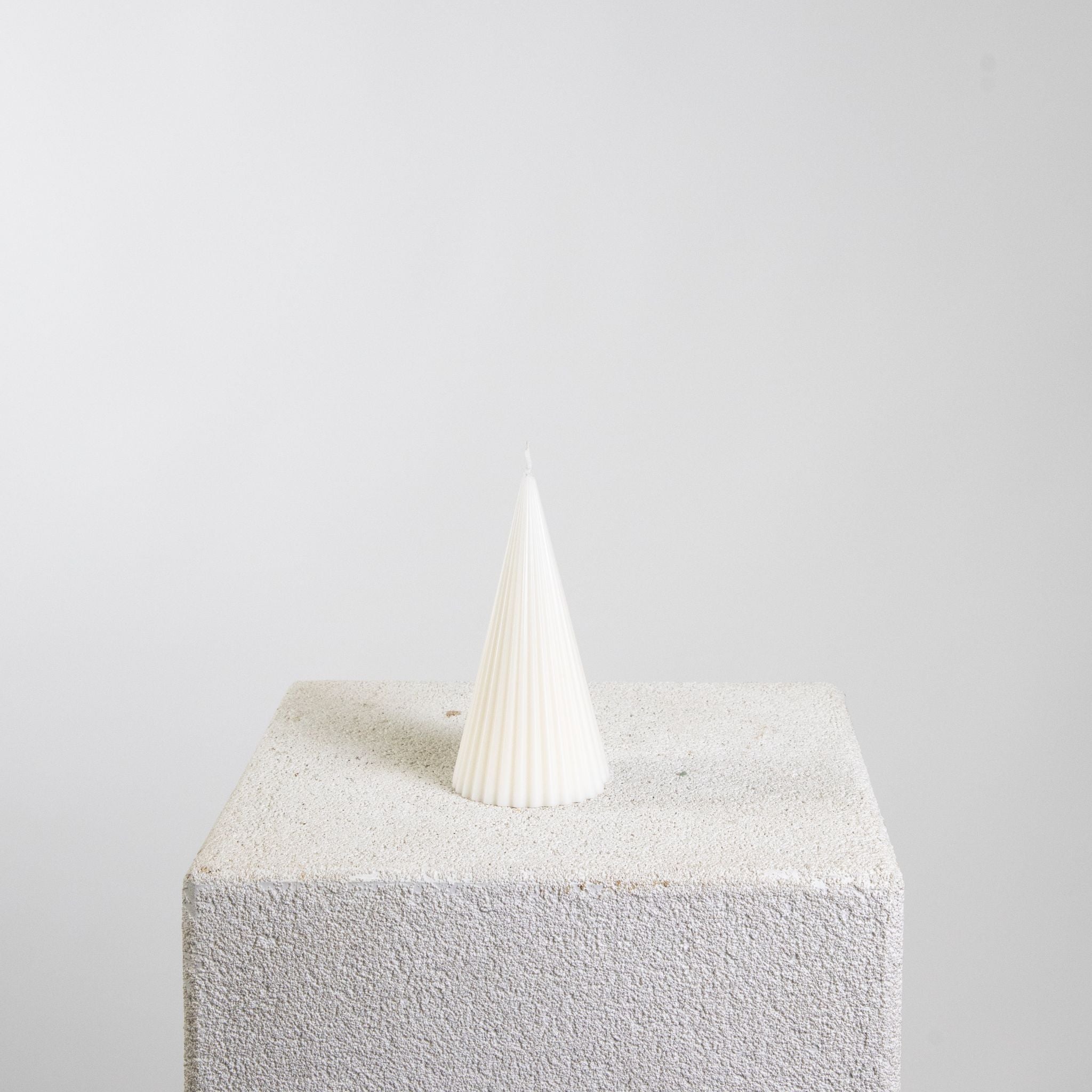 Ribbed Cone Pillar Natural Soy Wax Candle Made in Melbourne Studio