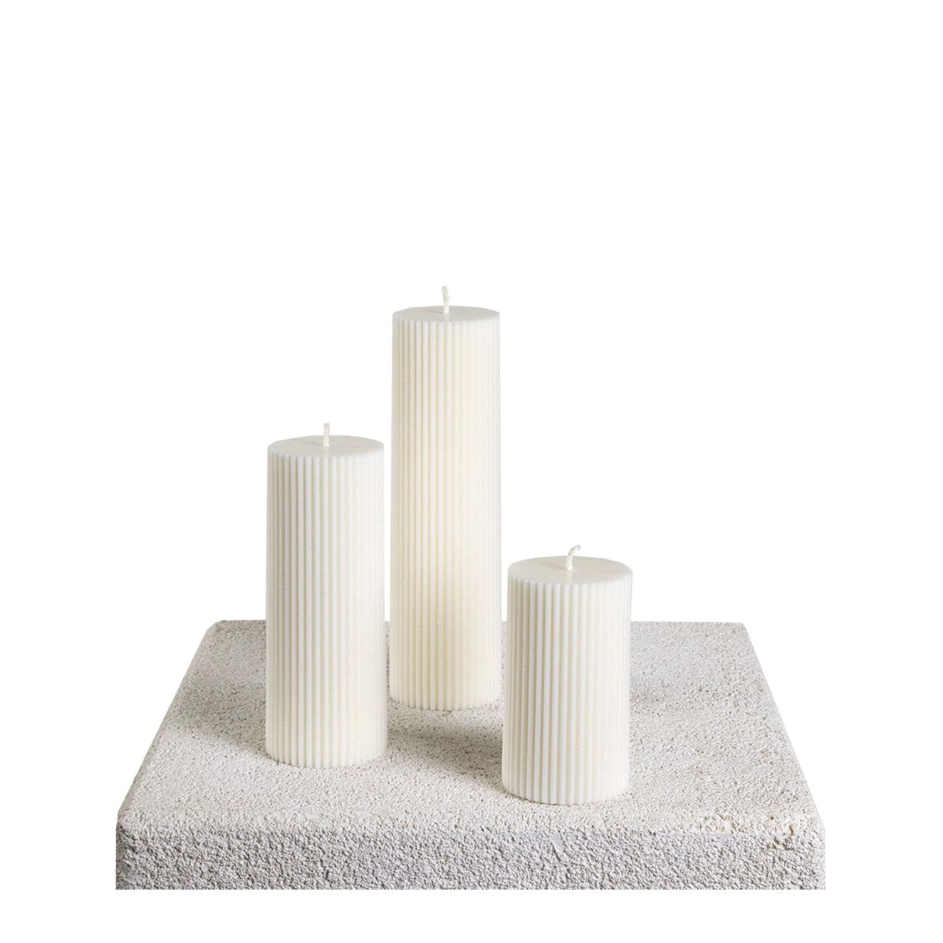 Ridge Ribbed Soy Wax Statement Pillar Candle 20cm