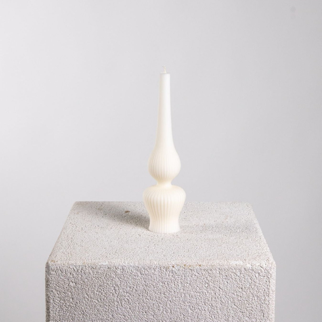Jeanie Ribbed Sculptural Pillar Natural Soy Wax Candle Made in