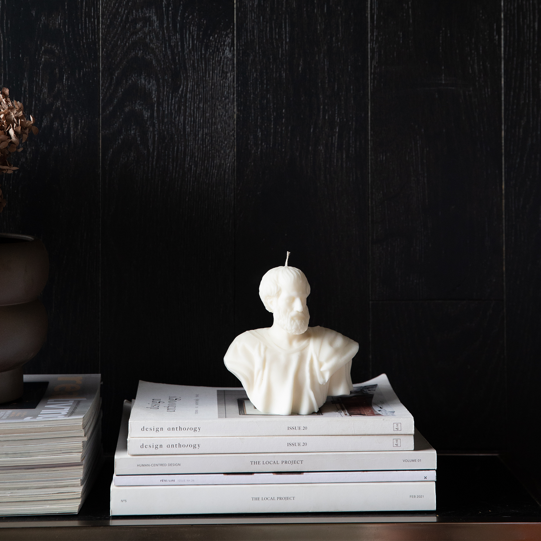 Aristotle Bust Sculptural White Soy Wax Candle