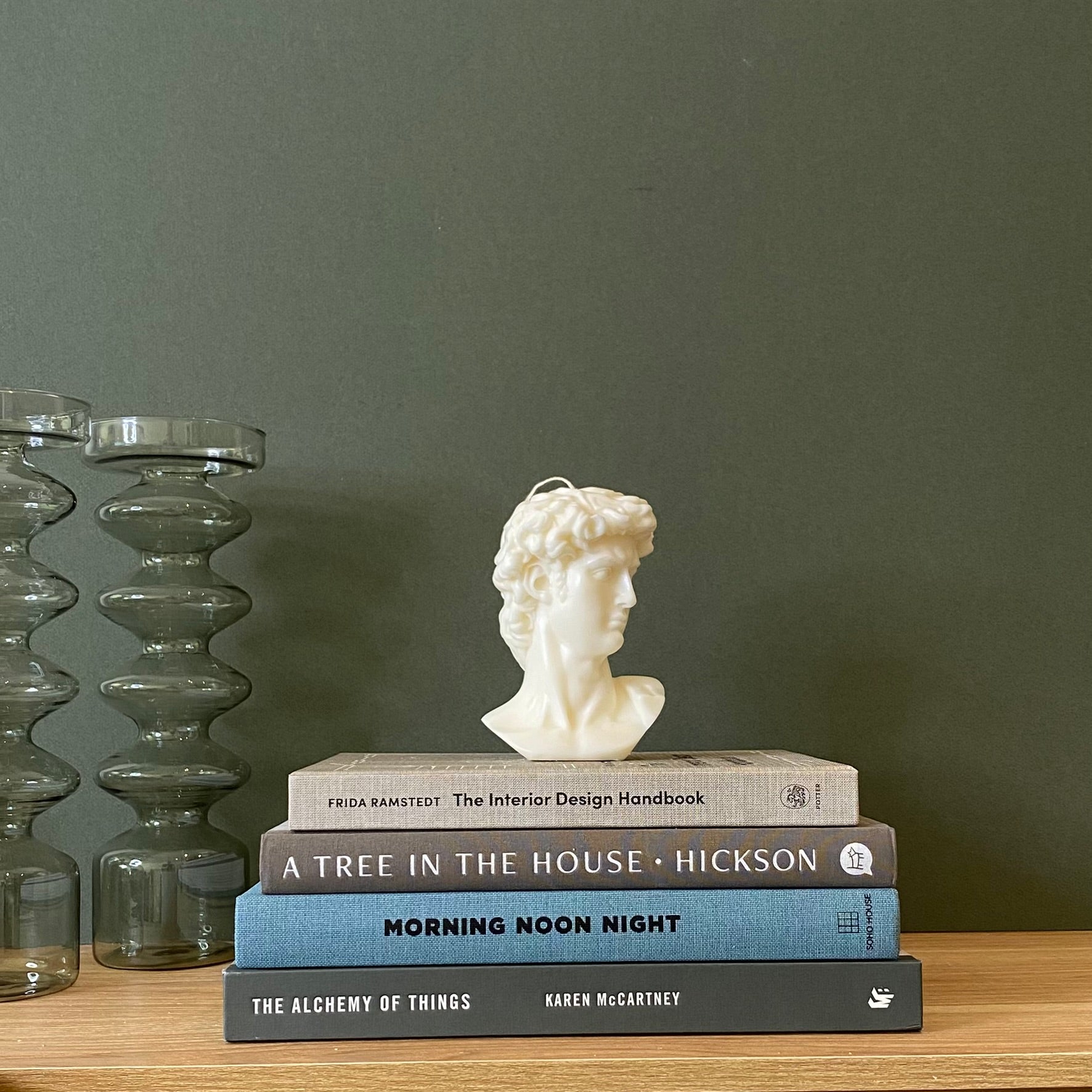 David Bust Sculptural White Soy Wax Candle