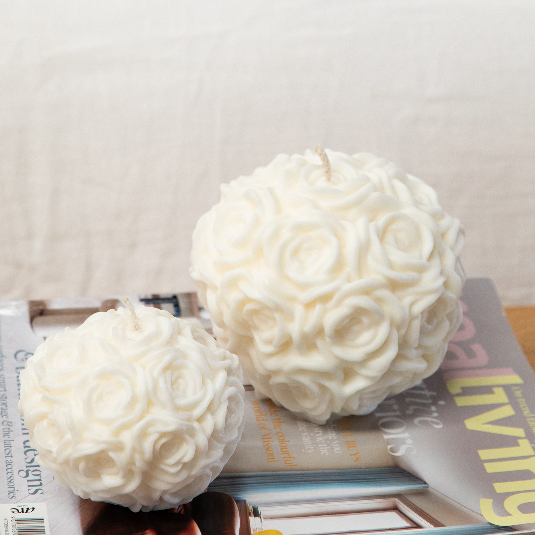 Rose Ball Sculptural Soy Wax Candle Small