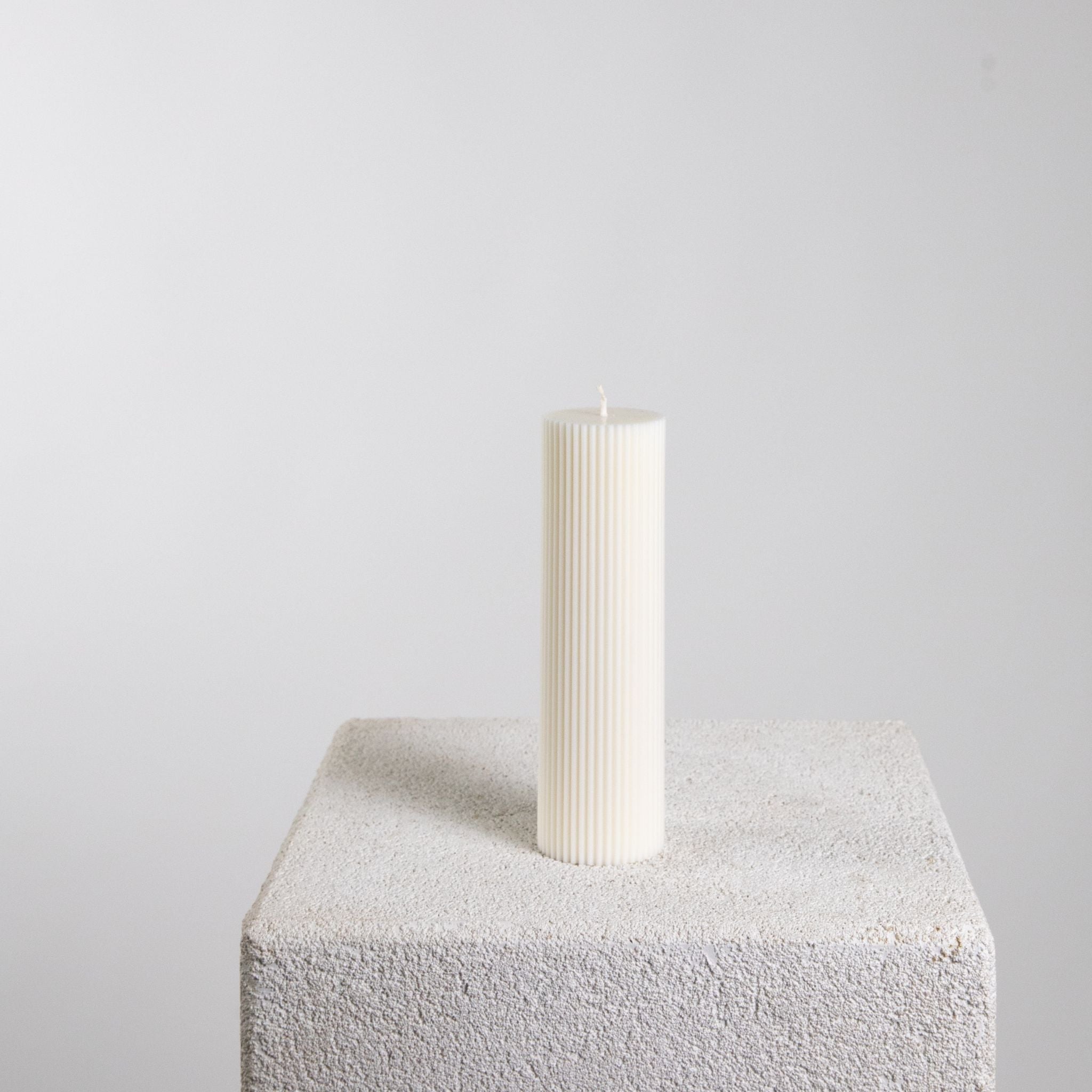 Ridge Ribbed Soy Wax Statement Pillar Candle 15cm