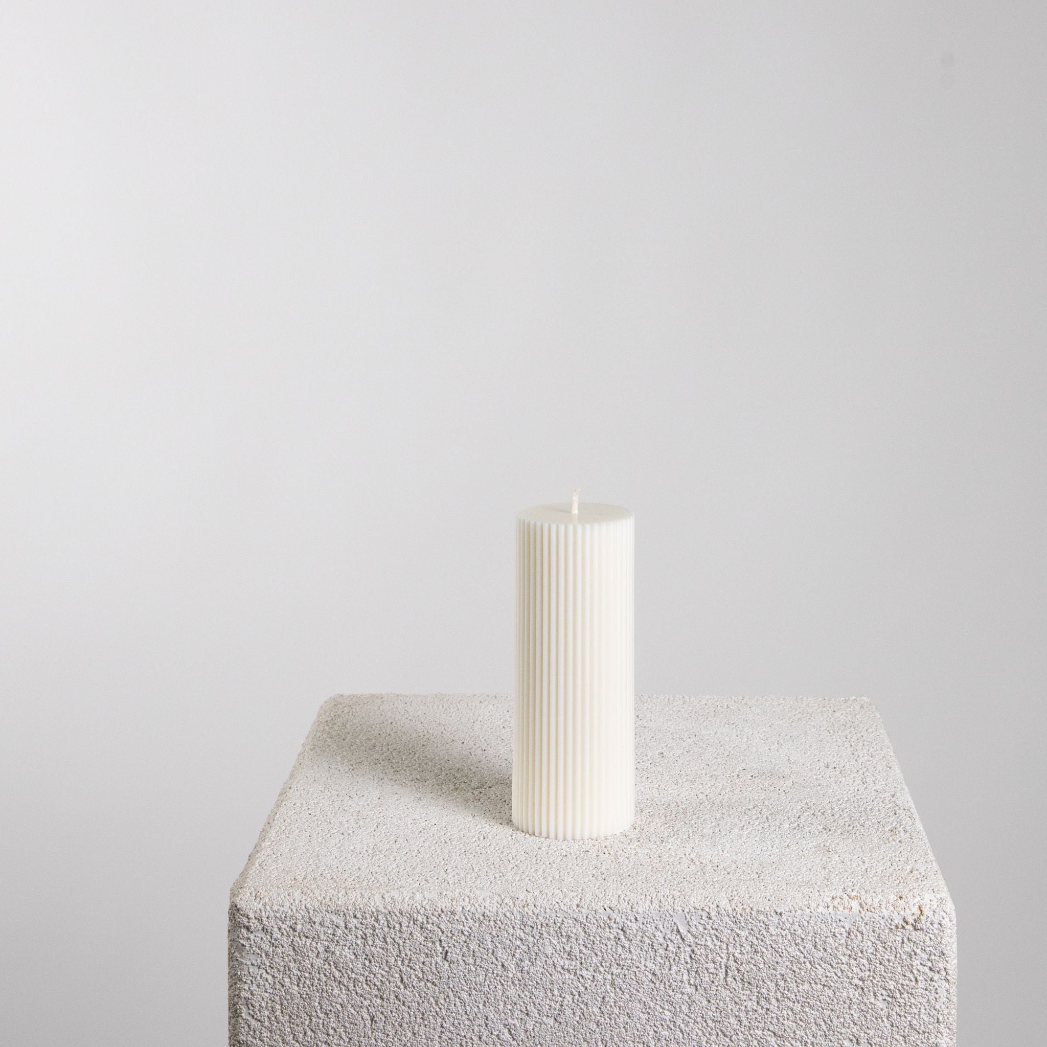 Ridge Ribbed Soy Wax Statement Pillar Candle 15cm