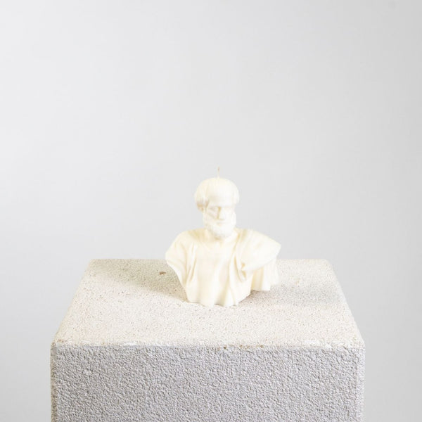 Aristotle Bust Sculptural White Soy Wax Candle