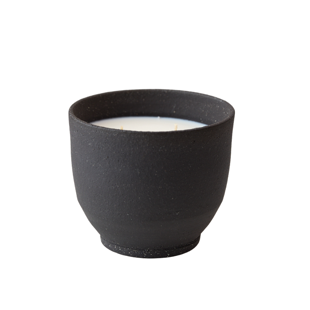 Close up obsidian black candle