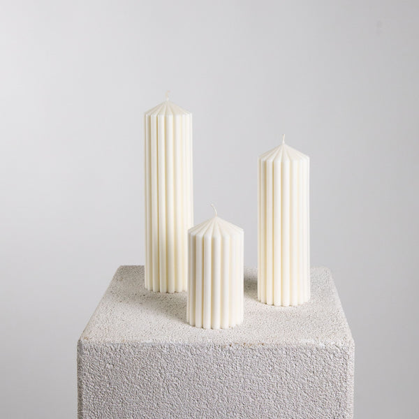 Big Top Ribbed Soy Wax Statement Pillar Candle | Candle, Ridge, Statement Pillar | Studio McKenna