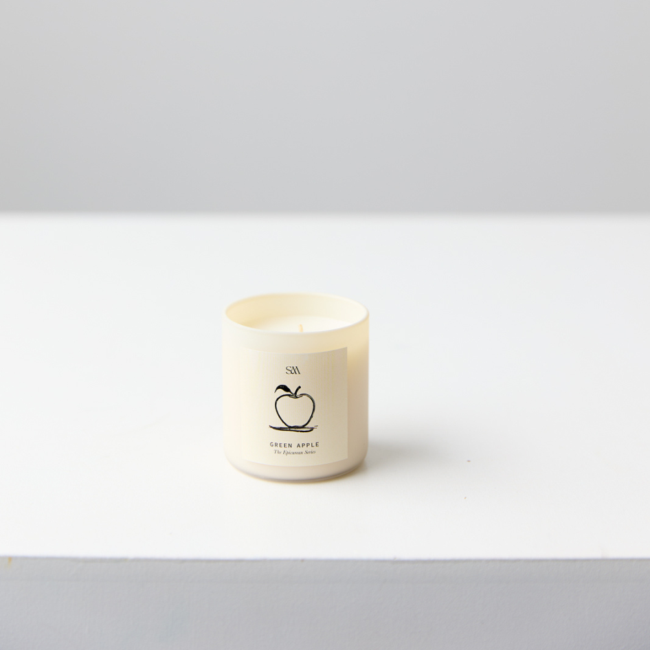 Close-up of Studio McKenna Green Apple Candle from Epicurean Series