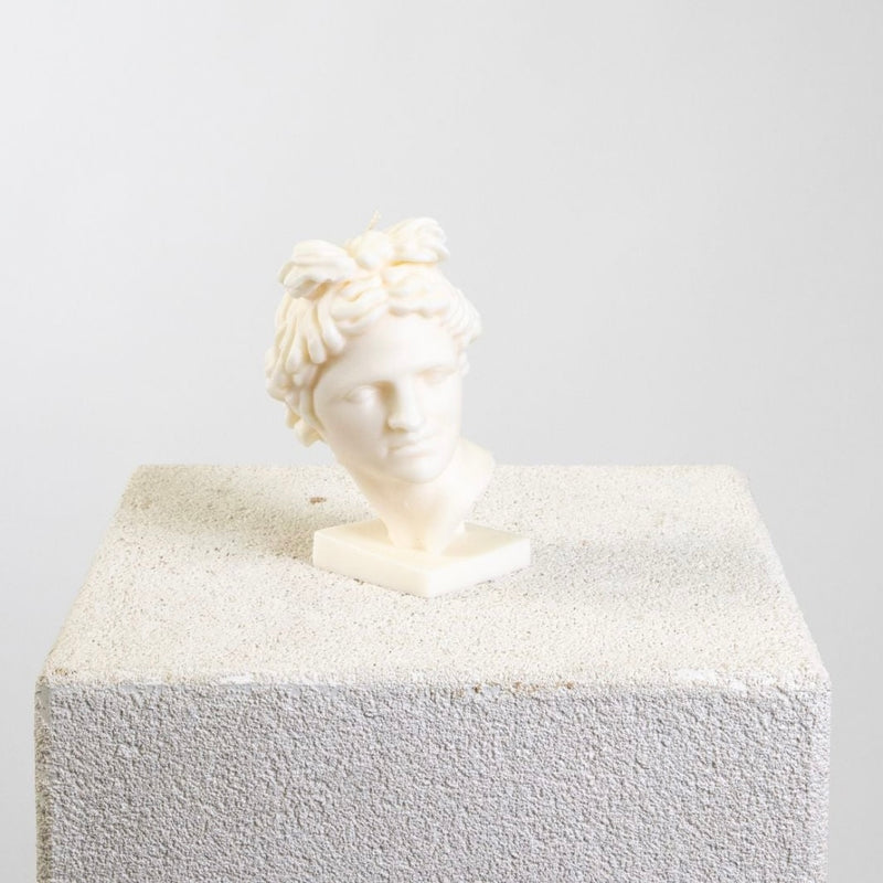 Apollo Bust Sculptural White Soy Wax Candle